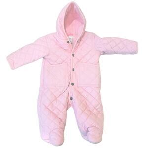 Ralph Lauren Quilted Snowsuit Sz 9 months Quilted Pink Baby Bunting Hooded